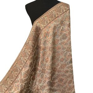 Kani Pashmina Silk Shawl, Zari Gold Thread Wedding Wrap